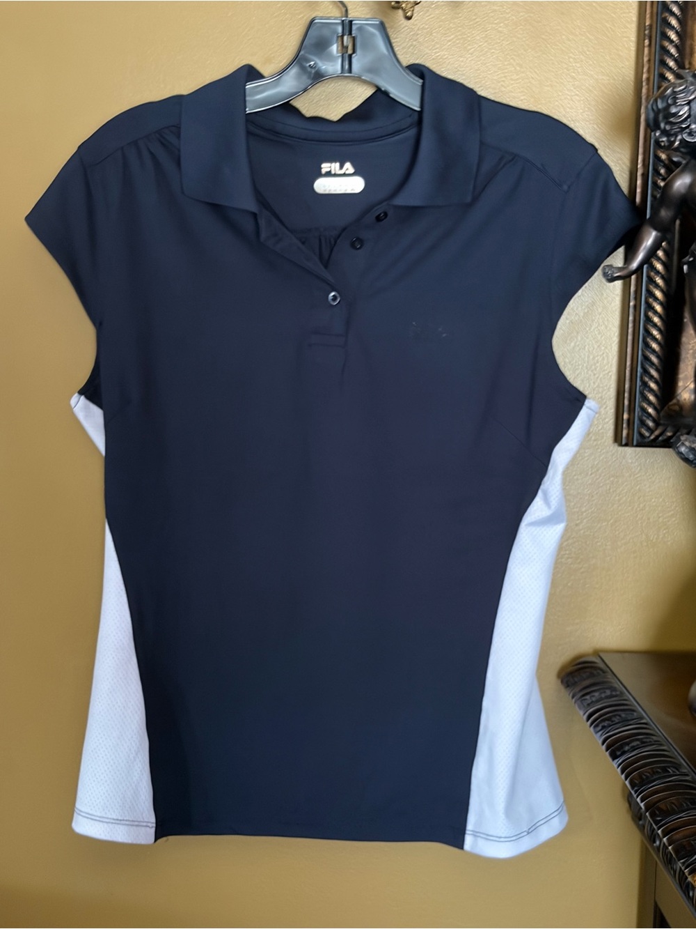 FILA Navy and White Women's Short Sleeve Polo Shirt